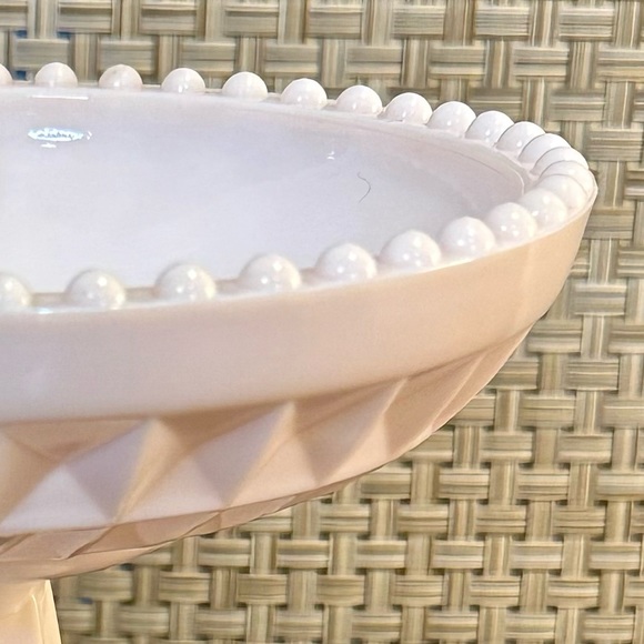 🌟2xHP🌟VTG 1950s Jeanette Windsor Pattern Pink Milk Glass Pedestal Compote Dish - Picture 4 of 5
